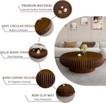 Mesa de centro redonda tipo tambor de madera, superficie acanalada, diseño de mediados de siglo, mesa de salón, estable y duradera (B madera de nogal 100 cm)