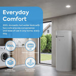 TECHGLOBE - Acumulador de agua caliente sanitaria con 2 intercambiadores de calor (1,8 + 3,1 m²) - Fabricado íntegramente en acero inoxidable - Depósito de agua caliente energéticamente eficiente - con aislamiento de 50 mm (300 L)