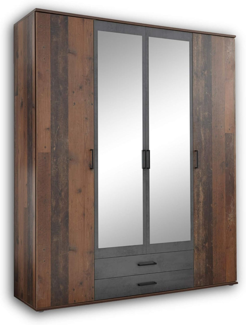CHICAGO Elegante armario con gran espacio de almacenamiento - Versátil armario de puertas batientes en estilo antiguo y aspecto de hormigón oxidado - 159 x 197 x 54 cm (ancho/alto/fondo)