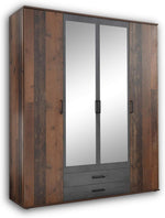 CHICAGO Elegante armario con gran espacio de almacenamiento - Versátil armario de puertas batientes en estilo antiguo y aspecto de hormigón oxidado - 159 x 197 x 54 cm (ancho/alto/fondo)
