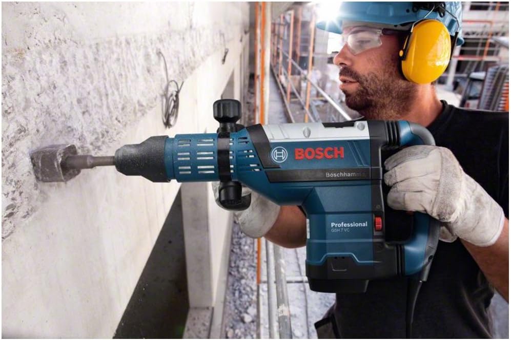 Martillo picador Bosch Professional GSH 7 VC (incl. empuñadura adicional, tubo de grasa, paño para la máquina, 1 cincel puntiagudo, SDS max, RTec Speed, 400 mm, maletín de transporte)