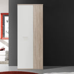 FORTE NET106 Armario 70, zapatero, armario ropero, trastero, armario de puertas batientes, 2 puertas con estantes, blanco con decoración en madera: roble Sonoma, 69 cm de ancho x 179 cm de alto x 35 cm de profundidad