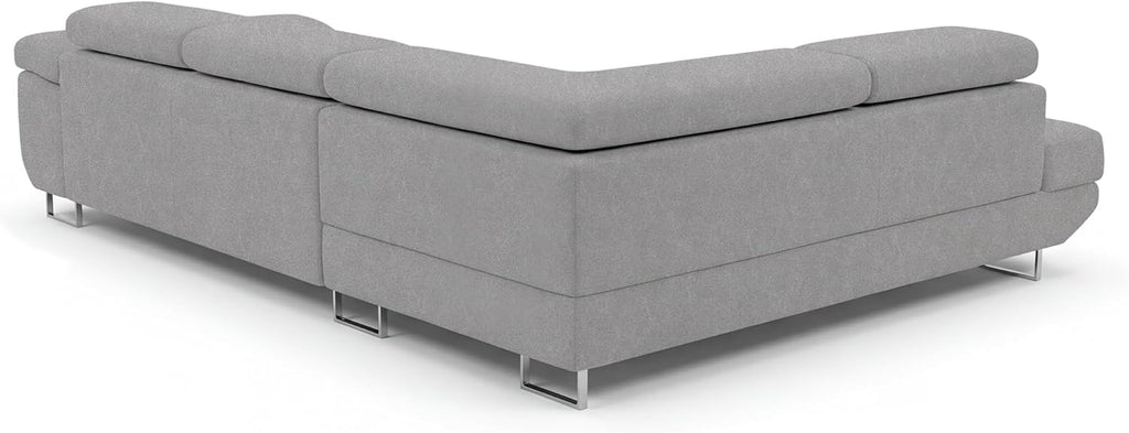 Ecksofa mit Schlaffunktion PASTI L-Form, Sofa Couch mit Bettkasten, 3-Sitzer Eckcouch, Schlafsofa für Wohnzimmer, Big Sofa Couch mit Schlaffunktion (Easy Clean Hellgrau, Ottomane Links)