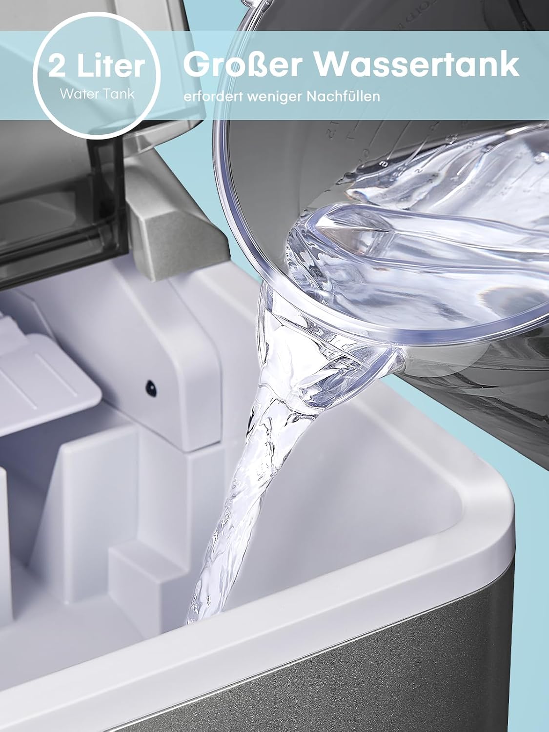 Eiswürfelmaschine Testsieger 2025, 14 kg 24 Stunden, 9 Eiswürfel in 6-8 Minuten, Gerauscharmer Betrieb, 120W Ice Maker mit Schaufel u. Korb, Eiswürfelbereiter Klein für Zuhause, Büro