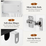 Aparador HOCSOK, armario de cocina de 140 cm de ancho con 2 estantes ajustables, aparador con 3 cajones y 4 puertas, buffet de cocina para salón, cocina, pasillo, blanco y negro