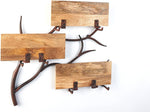 Kobolo Wandregal Hängeregal Bücherregal -AST Zweig- 3 Böden - 71x20x56 cm - Eisen und Holz