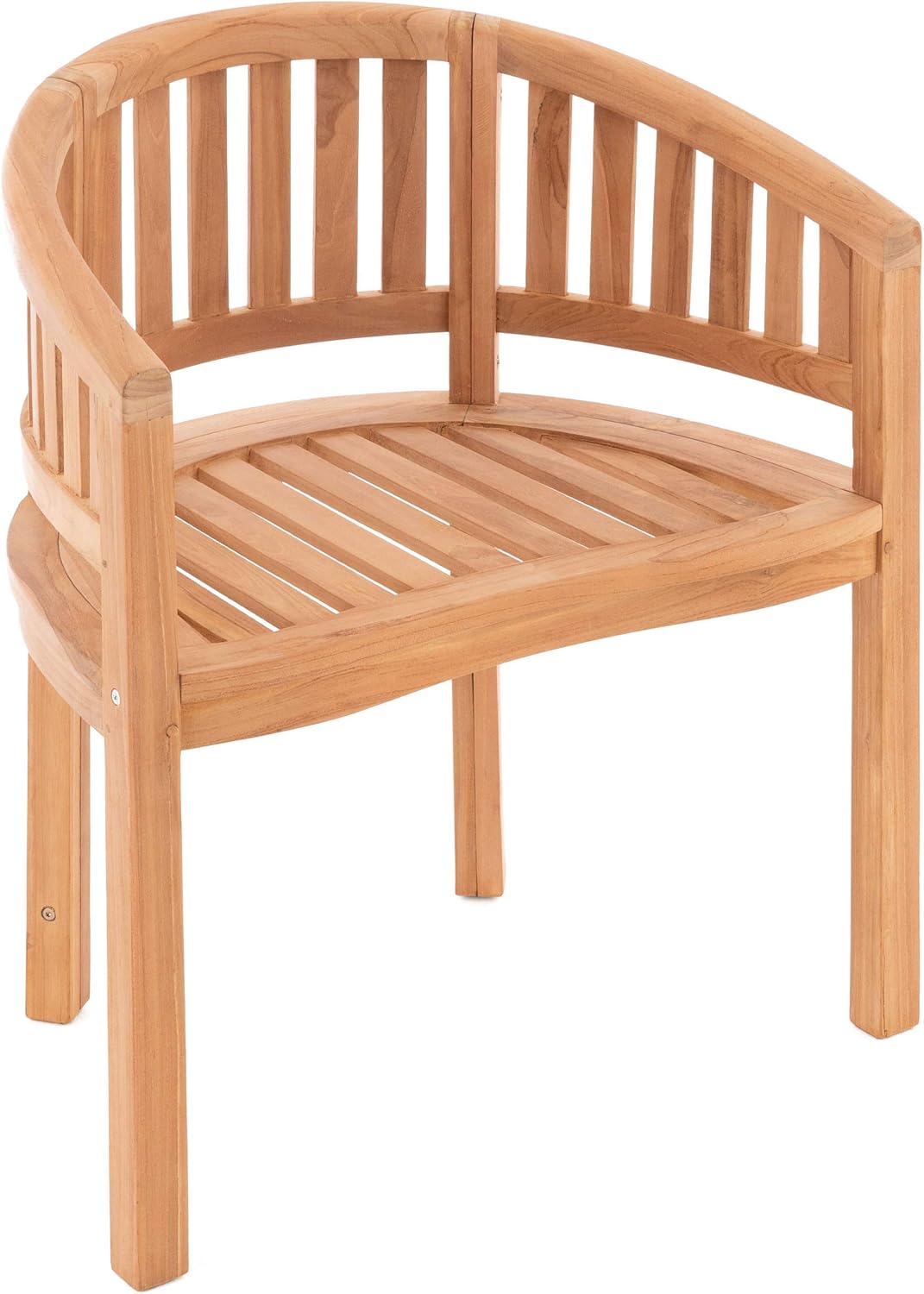 Nexos Trading DIVERO Silla de plátano Sarasota curvada de madera de teca, tratada – Hecha a mano – Color: marrón natural