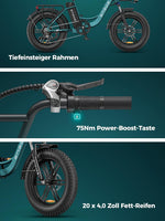 Bicicleta eléctrica ENGWE L20 Boost para adultos, batería extraíble de 48V 13Ah, autonomía de hasta 126 km, neumáticos anchos de 20x4,0, bicicleta eléctrica de 7 velocidades