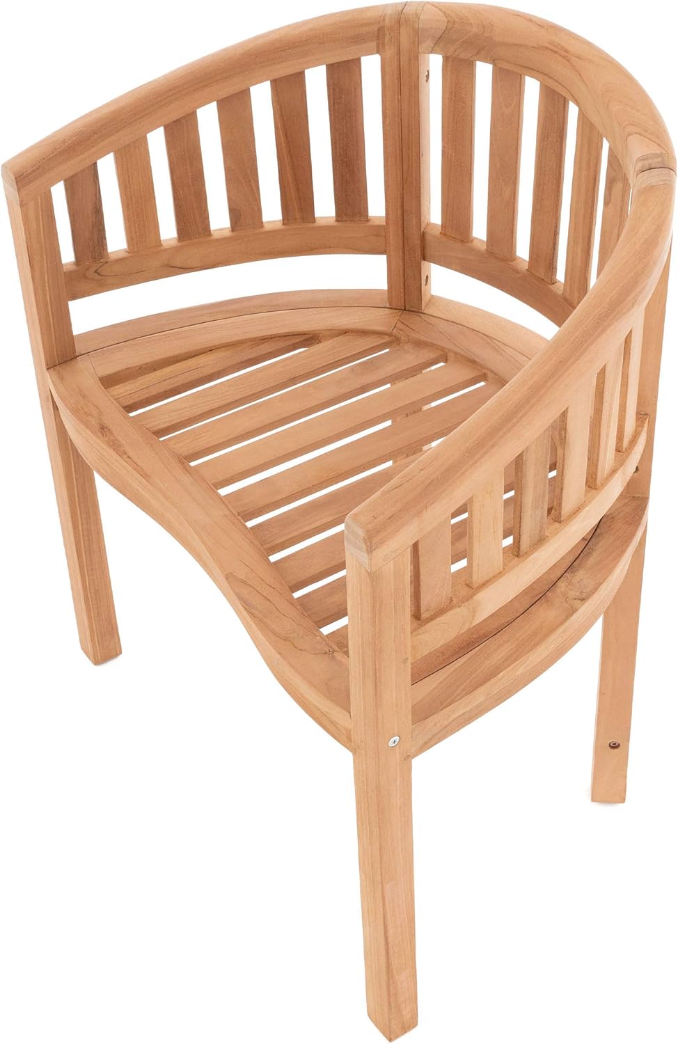 Nexos Trading DIVERO Silla de plátano Sarasota curvada de madera de teca, tratada – Hecha a mano – Color: marrón natural