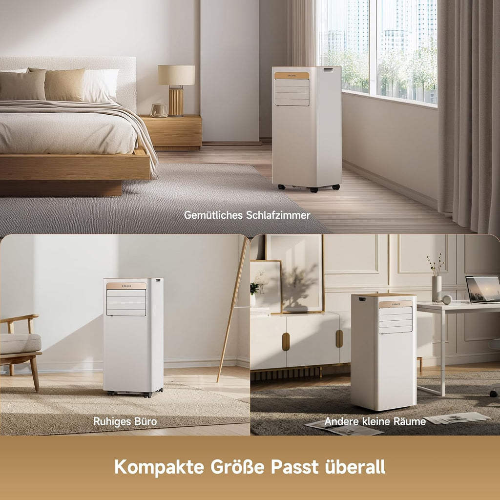 DREAME P-Wind10 7000 BTU Aire acondicionado portátil, 3 en 1: Enfriador, deshumidificador y ventilador. Flujo de aire 3D, control por aplicación y mando a distancia, modo de suspensión, autoevaporación, instalación sencilla