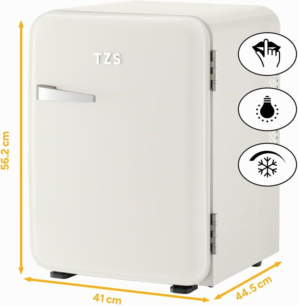 TZS First Austria - Mini refrigerador retro 40L - Silencioso - Minibar vintage para dormitorio y oficina - color crema