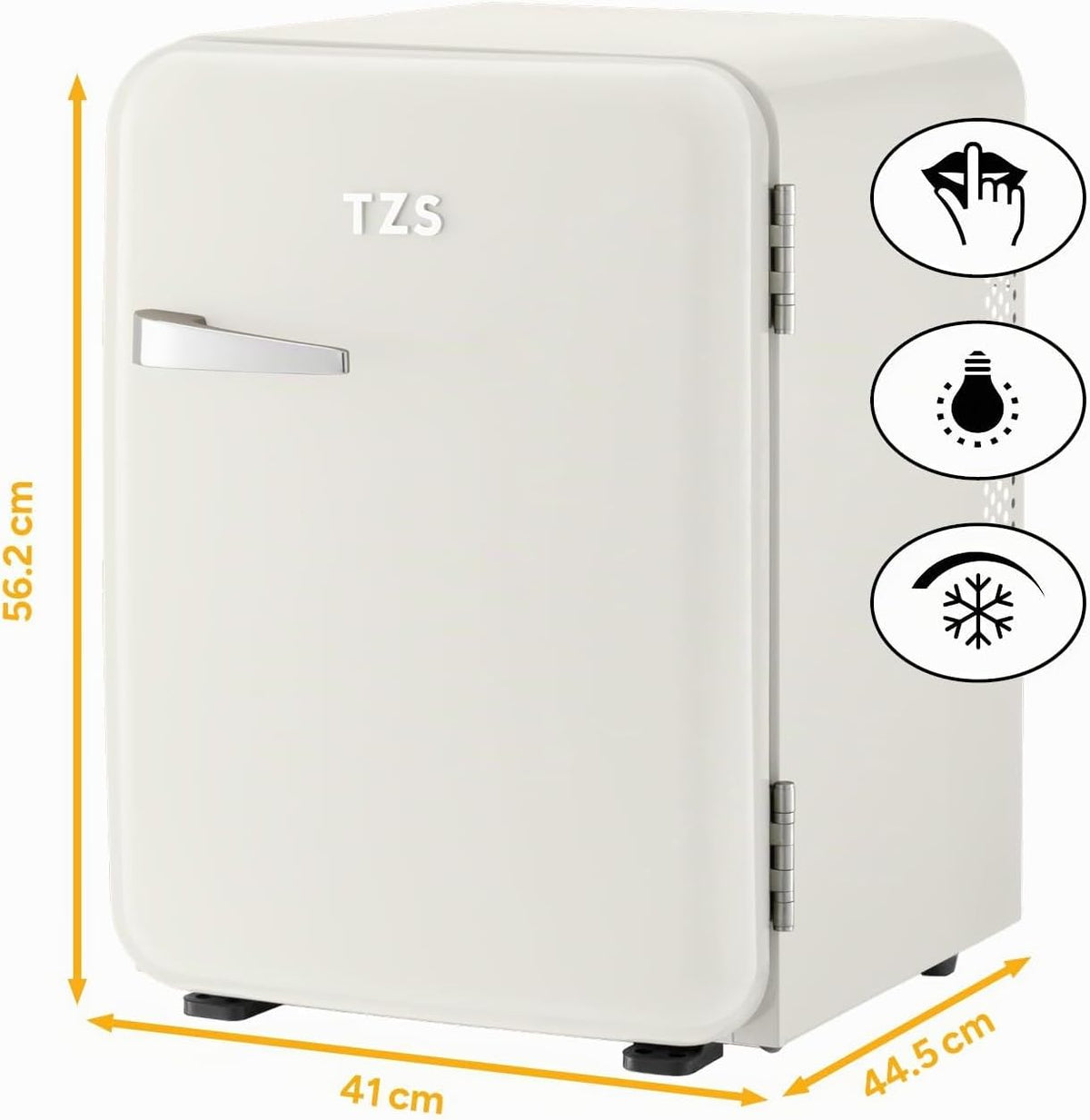 TZS First Austria - Mini refrigerador retro 40L - Silencioso - Minibar vintage para dormitorio y oficina - color crema