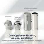 Shark ChillPill 3-in-1-Hochgeschwindigkeits-Handventilator-, Sprühnebel- und InstaChill-System Paket mit Reise-Etui, mit 3 Kühlaufsätzen, reisefreundliches Design, Cloud FA021EU