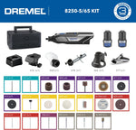 Dremel 8240 Multitool inalámbrico de 12V 2Ah, juego de herramientas multifunción con 2 baterías, 5 complementos y adaptadores, 1 caja Dremel, 65 accesorios para cortar, grabar, lijar, pulir, afilar y taladrar