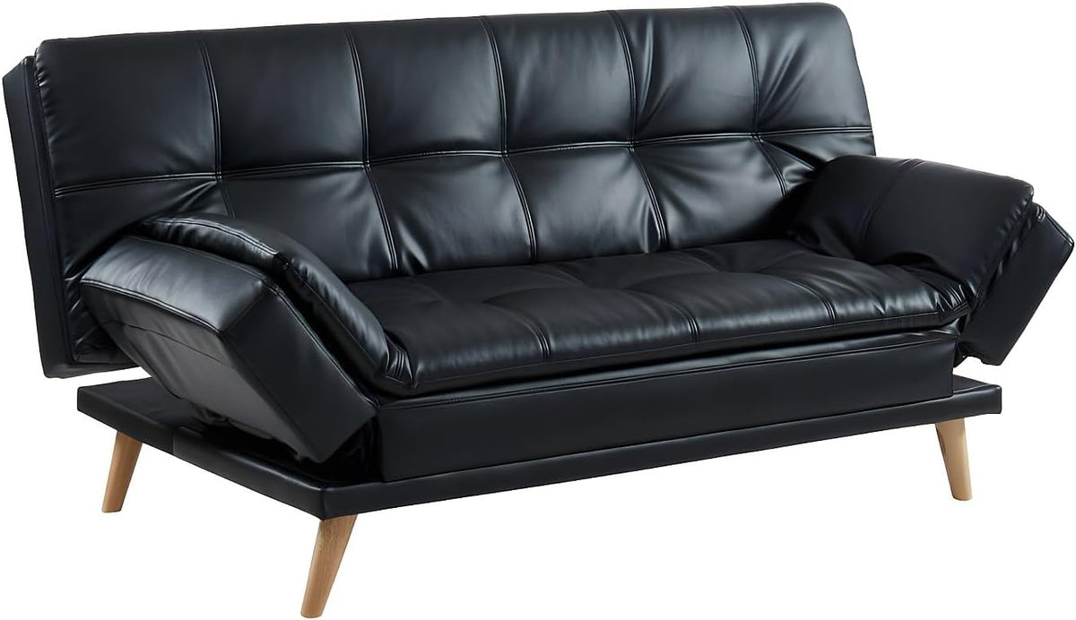 Sofá cama extensible de 3 plazas Zarina de Vente-unique, piel sintética, negro