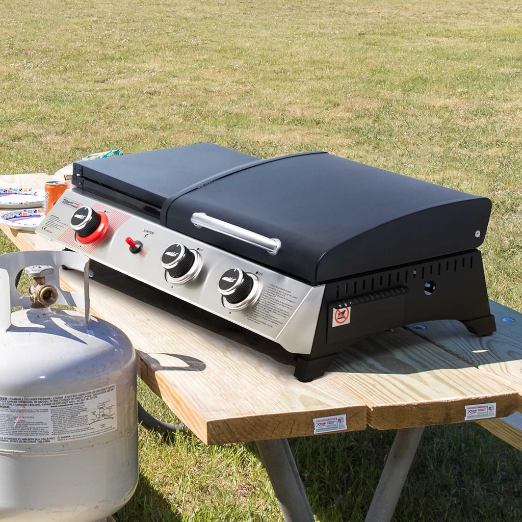 Royal Gourmet 3 Brenner Gasgrill, 3 in 1 Tischgrill mit Grillen, Braten, Kochen, Campinggrill mit Klappbare Seitenablage, Tragbarer Picknickgrill mit 8,5 kW Schwarz