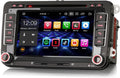 Erisin Autorradio Android 14 de 7 pulgadas, 8 núcleos, 4GB+64GB, Bluetooth, Navegador GPS para VW T5, Golf 5, Golf 6, Polo, Caddy, Tiguan, Touran, Passat, Seat, CarPlay inalámbrico, Android Auto, DAB+, DVD, DSP, WiFi, RDS, USB, OPS