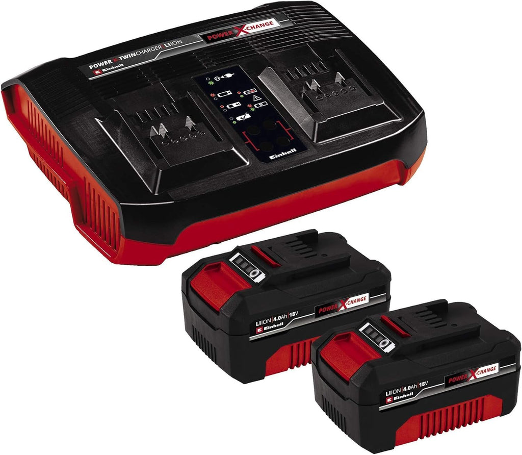 Multifuncional a batería Einhell GE-LM 36/4in1 Li Power X-Change (iones de litio, 2x 18 V, motor sin escobillas, cabezal cortasetos inclinable en 7 posiciones, incluye 2 baterías de 4 Ah y cargador doble)