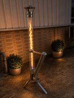 Eden Outdoor Feuerrohr Klassik, columna de fuego de acero inoxidable y antorcha de pellets, elegante calentador de terraza y chimenea de jardín, fuego de terraza con estilo, duradero y resistente a la intemperie, alternativa para tu terraza