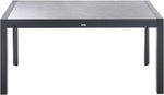 Mesa de jardín Beliani HPL efecto piedra gris rectangular 160/220x90 cm extensible con estructura de metal negra Binasco