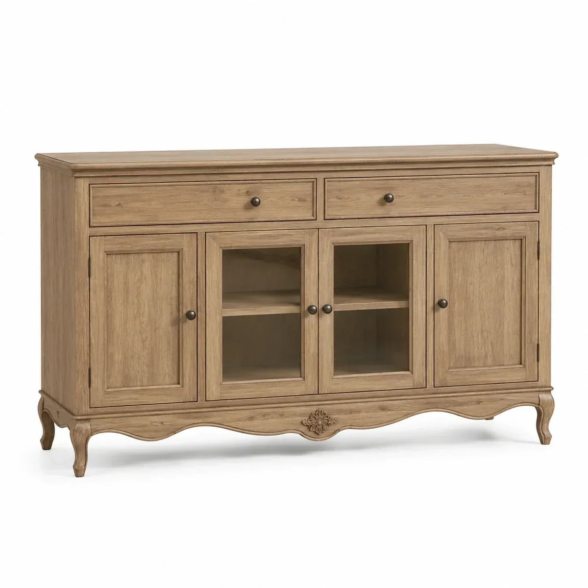 Aparador de madera de roble rectangular 145x40x90 cm natural