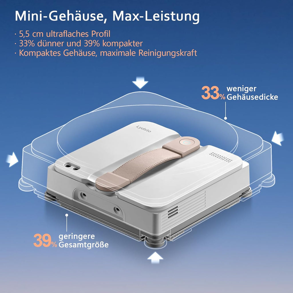 Robot limpiacristales Lydsto WL07 Max con función de pulverización, compacto, cuatro boquillas de agua ultrasónicas, limpieza de esquinas, limpiacristales eléctrico de 8000 Pa, depósito de 110 ml, 4 modos de limpieza (blanco)