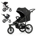 Cochecito Kinderkraft HELSI 2 hasta 27 kg, cochecito desde el nacimiento, cochecito deportivo con grandes ruedas neumáticas, función de reclinado, manillar ajustable, plegable, cesta inferior, negro