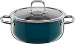 Juego de ollas Silit Compact, 4 piezas, apto para inducción, set de ollas con tapa de cristal, cerámica funcional Silargan, ollas para inducción sin níquel, color petróleo