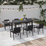 Devoko Gartenmöbel Set 6 Personen,6+1 Aluminium Tisch und Stühle Set Balkonmöbel, 6 Stapelbare Gartenstühle und 1 130/260 cm Dehnbarer Gartentisch,Terassen möbelsets außen Lounge, Dunkelgrau