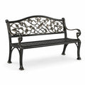 Banco de jardín de metal con ornamentos 125 cm negro