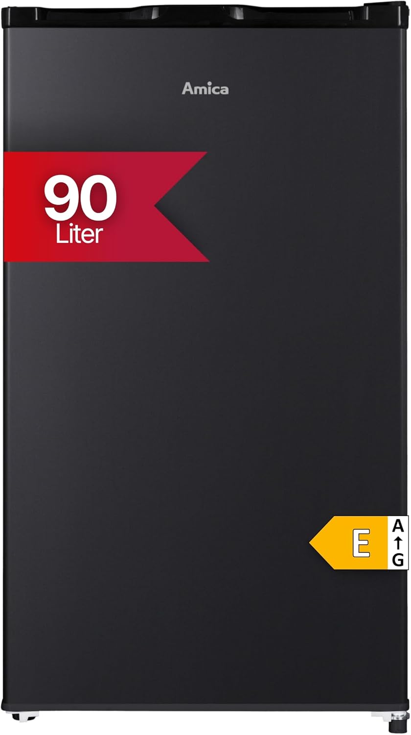 Amica Vollraum-Kühlschrank Freistehend 85x47,5x44,5 cm 90L Inverter Kompressor LED Beleuchtung Gemüseschublade Türablagen AVK 3510 SW - Schwarz