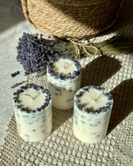 Vela de soja con lavanda seca, aroma relajante, 9 cm x 7,5 cm