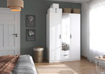 Rauch Möbel Lagoa, Kleiderschrank, Garderobe für Schlafzimmer, Kinderzimmer, Jugendzimmer 3-türig mit Spiegel, 2 Schubladen, mit Zubehör Basic, Farbe Weiß, Breite 136 cm