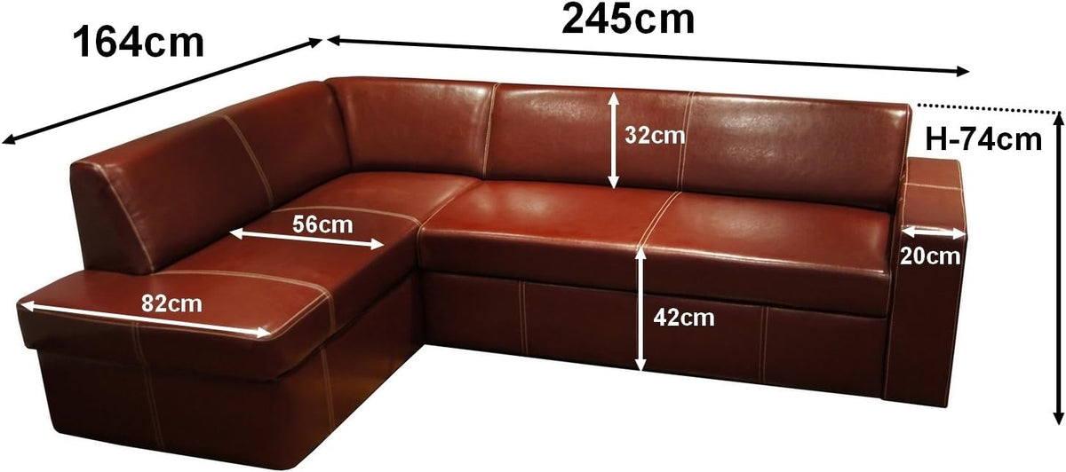 Sofá esquinero de piel auténtica Antalya I 245 x 164 cm negro, cuero con costuras decorativas, sofá con función cama y arcón, sofá esquinero de piel auténtica