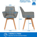 WAFTING Juego de 6 sillas de comedor giratorias, silla giratoria de 360° con reposabrazos y patas de madera, silla tapizada de terciopelo para comedor, sala de estar, cocina, dormitorio, gris oscuro