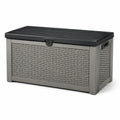 Baúl de jardín de polirratán plástico 300L gris/negro