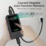 Cargador de coche eléctrico de 3,7 kW [10 m, 6/8/10/13/16 A], cable de carga para coche eléctrico tipo 2 con soporte de pared, pantalla LCD digital, compatible con E-208, Model Y, E-Tech, 500e y otros vehículos eléctricos/híbridos enchufables