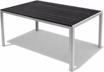 Mesa de jardín Mojawo XL de aluminio plateado/negro, mesa de comedor, muebles de jardín, aspecto de madera, resistente a la intemperie, 180x90x74 cm