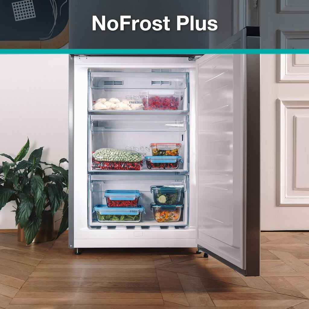 Gorenje NRK620CA2XL4 Frigorífico combi/Independiente/331L volumen total/ 35dB/Clase energética: C/AdaptTech/NoFrost Plus/Convert FreshZone/CrispZone con control de humedad/KitchenFit/(AnxAlxPr): 60 × 200 × 59,2 cm/Gris