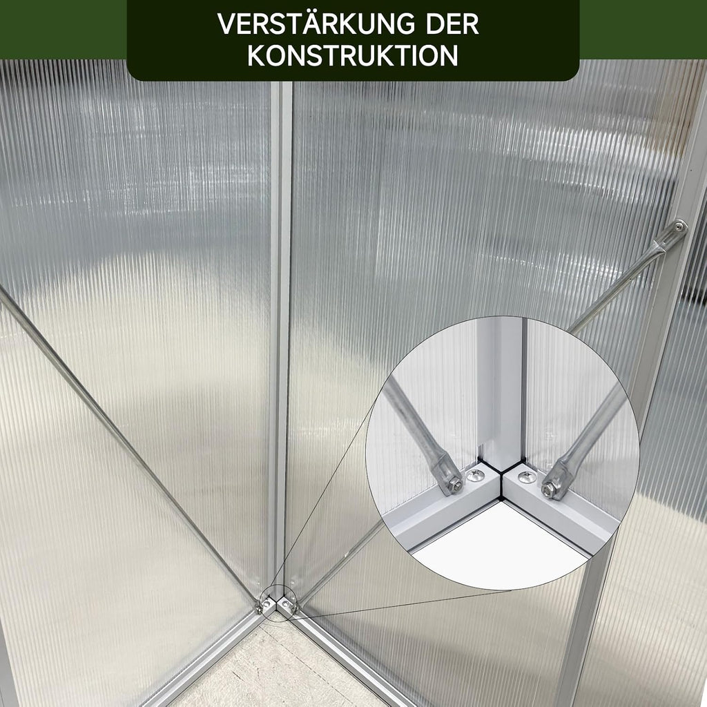 Invernadero de aluminio para jardín | 177*300*193 cm | Versátil: utilizable como invernadero, caseta de jardín, resistente al invierno, para cultivo, caseta para tomates, semillero y caseta para plantas, blanco