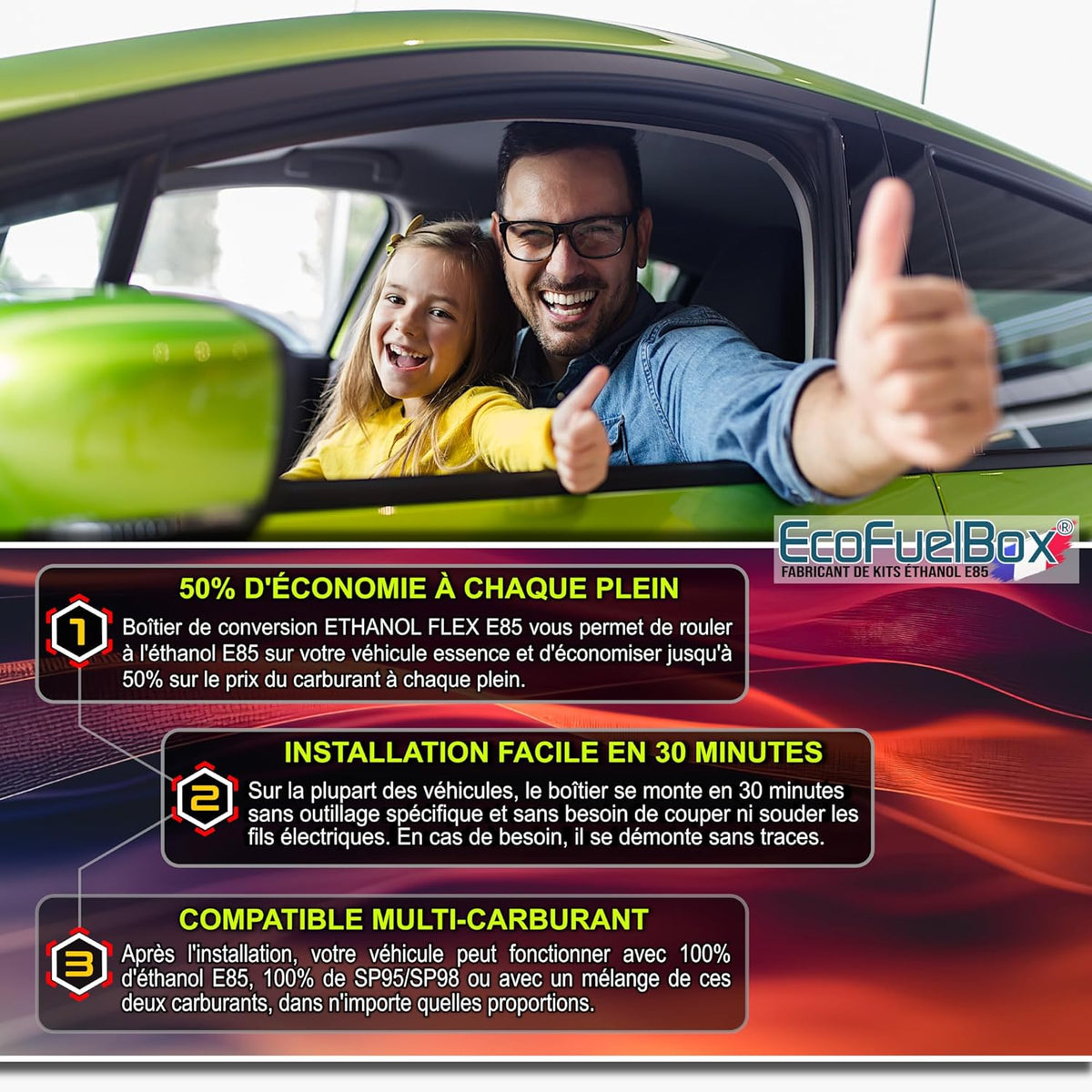 Kit ETHANOL FLEX E85® - Kit E85 4 cylindres - Boîtier Éthanol E85 (Connecteurs HОNDА) pour voitures de marque HОNDА