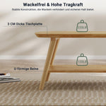 ZKIODV Mesa de centro de madera con 2 estantes, mesa de salón ovalada de madera maciza, mesa de madera con espacio de almacenamiento para sala de estar, mesa de sofá mesa auxiliar de 100x60x45 cm, acabado al aceite natural, mesa de centro de madera maciza