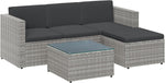 Set de muebles de jardín SONGMICS, muebles de balcón de ratán sintético PE, muebles de terraza, sofá esquinero, exterior, ratán tejido a mano, conjunto lounge, con cojines y mesa de cristal, gris GGF005G05