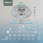 Ventilador de techo inteligente Varin® con luz, Wi-Fi Tuya, Ø 50 cm, lámpara de techo con ventilador, ventilador con luz de techo con 4 casquillos E27 (sin bombillas), mando a distancia, bambú blanco