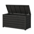 Arcón de jardín aspecto madera negro 120x60x63 cm impermeable