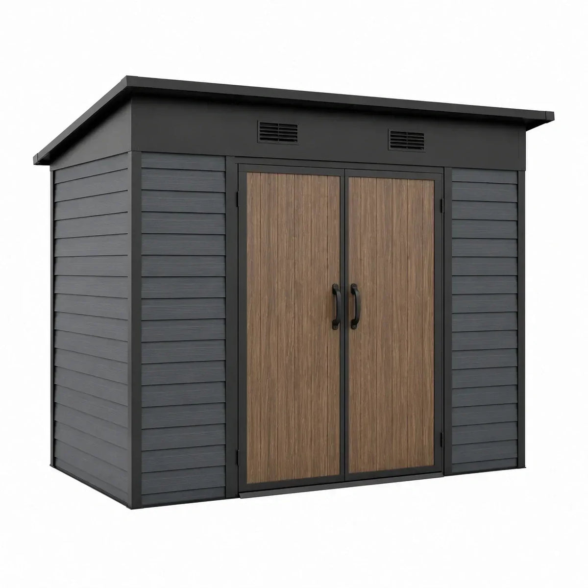 Caseta de jardín de polipropileno 195x130x215 cm antracita/marrón