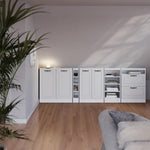 Vicco Dachschrägenschrank-Set Rion, Weiß Landhaus/Weiß, 5er Set, geeignet für die platzsparende Aufbewahrung unter Dachschrägen