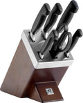 ZWILLING Vier Sterne Selbstschärfender Messerblock, Made in Germany | 7-teilig, Rostfreier Spezialstahl, Braun