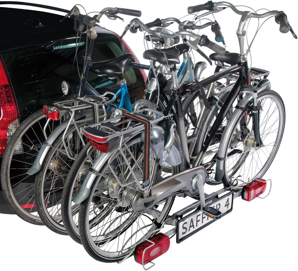 Eufab - Portabicicletas basculante sobre enganche para 4 bicicletas SAFFIER - Eufab