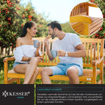 KESSER® Banco de jardín de madera, resistente a la intemperie | Para 3 a 4 personas | Banco de parque de madera maciza | Banco con capacidad de carga de 320 kg, 150 cm | Banco para balcón, terraza y jardín, incl. funda, marrón claro